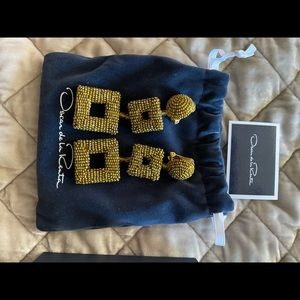 Oscar de la renta gold earrings- clip on